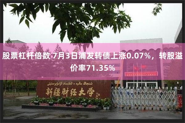 股票杠杆倍数 7月3日浦发转债上涨0.07%，转股溢价率71.35%