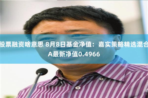 股票融资啥意思 8月8日基金净值：嘉实策略精选混合A最新净值0.4966