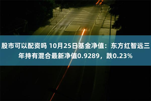 股市可以配资吗 10月25日基金净值：东方红智远三年持有混合最新净值0.9289，跌0.23%