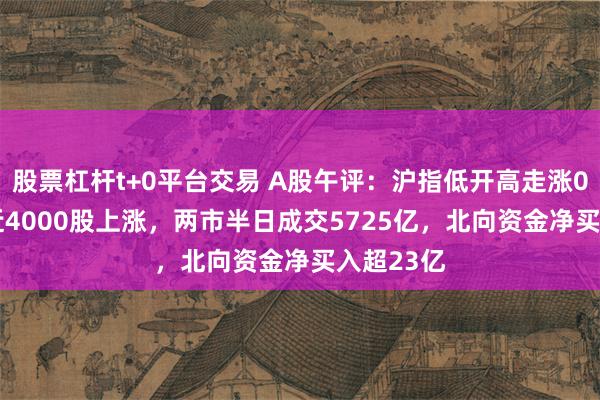 股票杠杆t+0平台交易 A股午评：沪指低开高走涨0.12%，近4000股上涨，两市半日成交5725亿，北向资金净买入超23亿