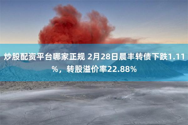 炒股配资平台哪家正规 2月28日晨丰转债下跌1.11%，转股溢价率22.88%